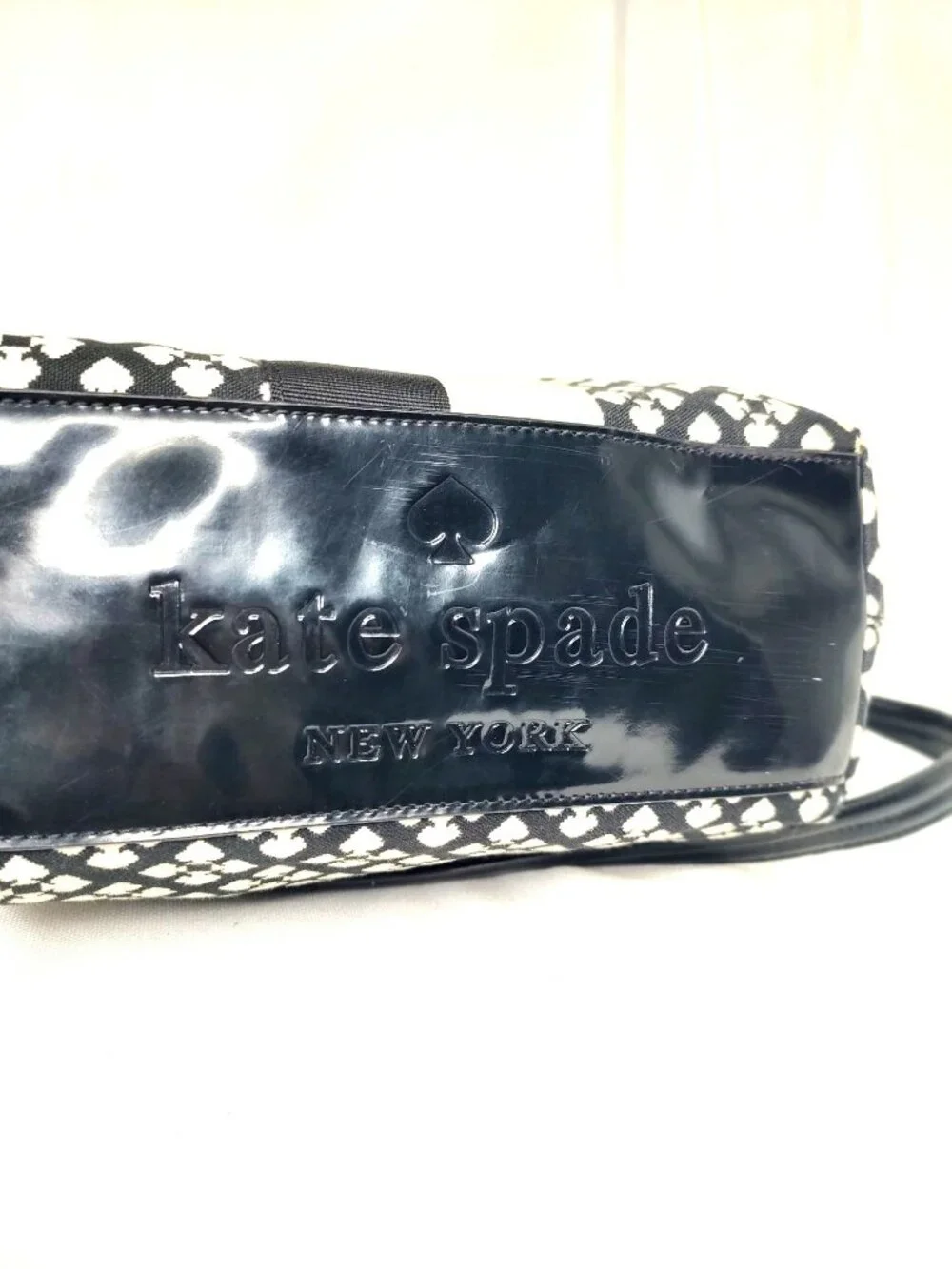 Kate Spade Classic Spade Mona Canvas Shoulder Bag in Black & Cream